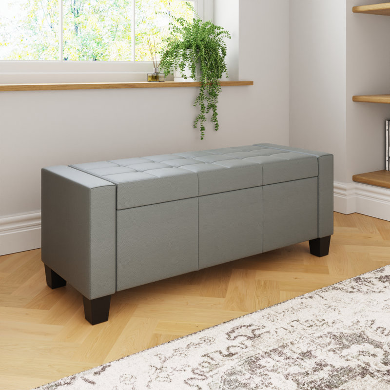 Ashley Fabric Upholstered Bench with Flip Top, Grey
