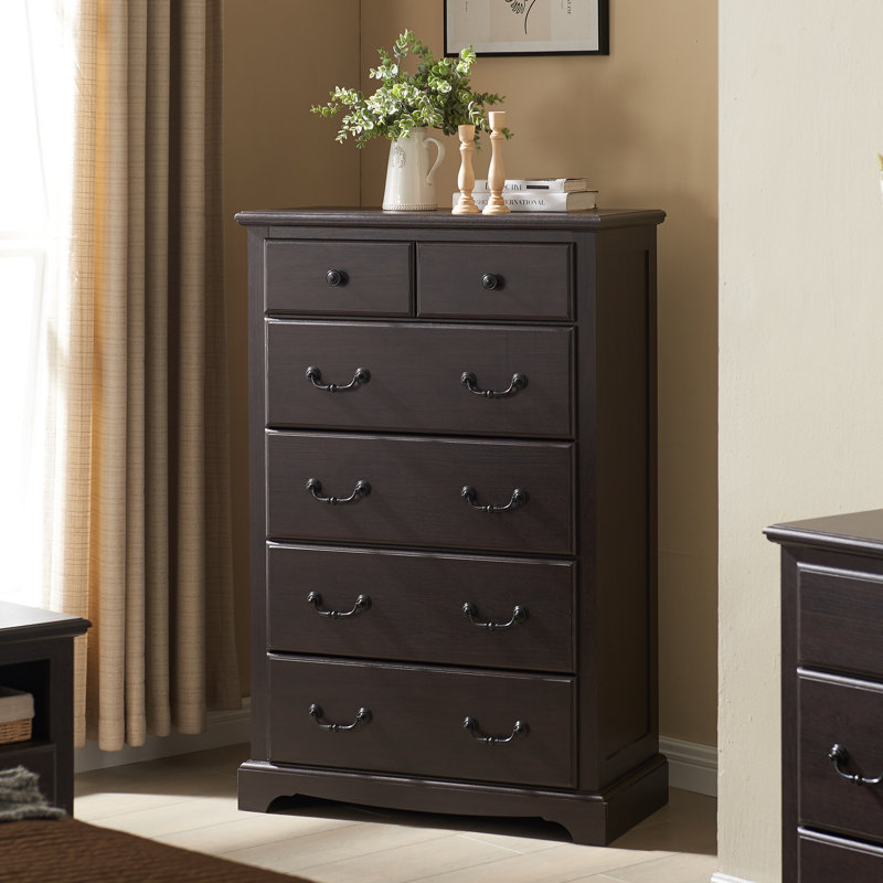 Commode 6 tiroirs l 32 po Krijna, Espresso