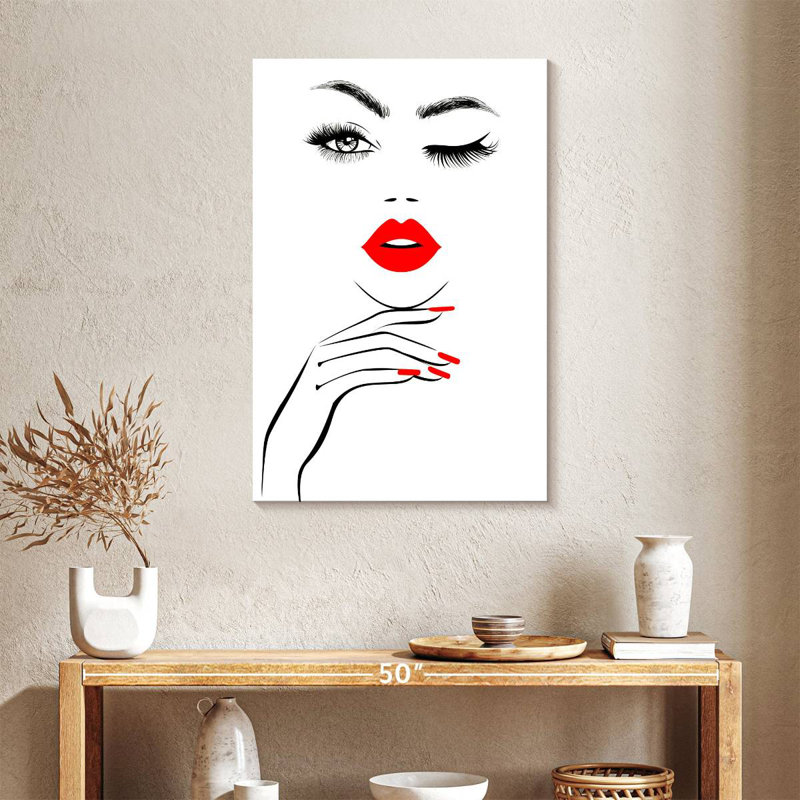 Femme de la Navette aux lèvres rouges, H 30 po x l 20 po