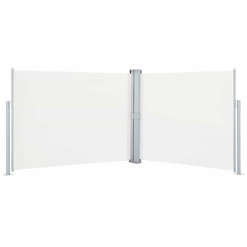 Paravent rétractable avec auvent pliant, H 55,1 po x l 393,7 po, Crème, crème