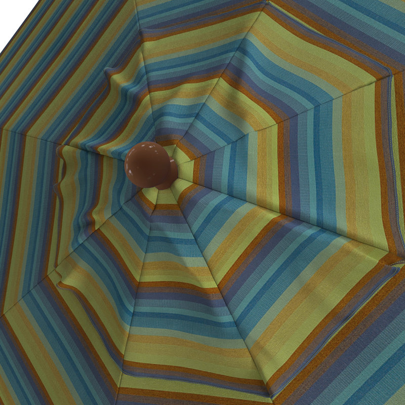 Parasol de patio en bois 11 pi, Rayures vertes