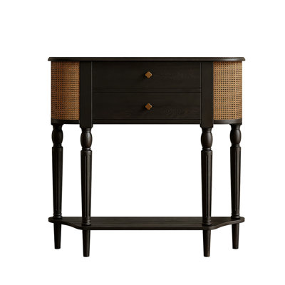 Black Solid Wood Half-circle Console Table