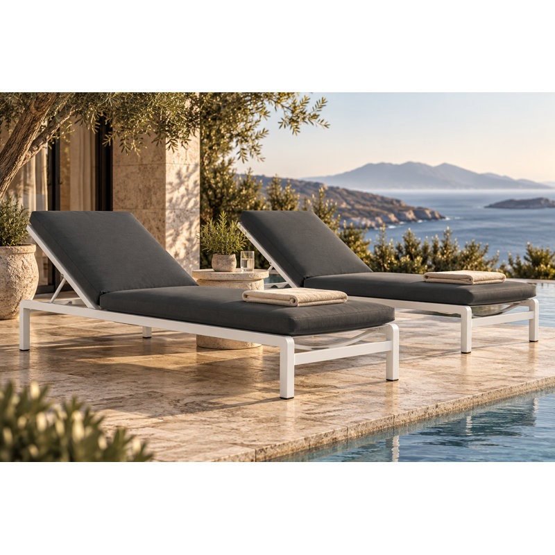 Olly Outdoor Chaise Lounge, Black