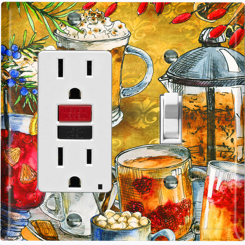 Coffee Mocha Tea Dessert Drink Damask 2 - Gang Combination Standard Wall Plate