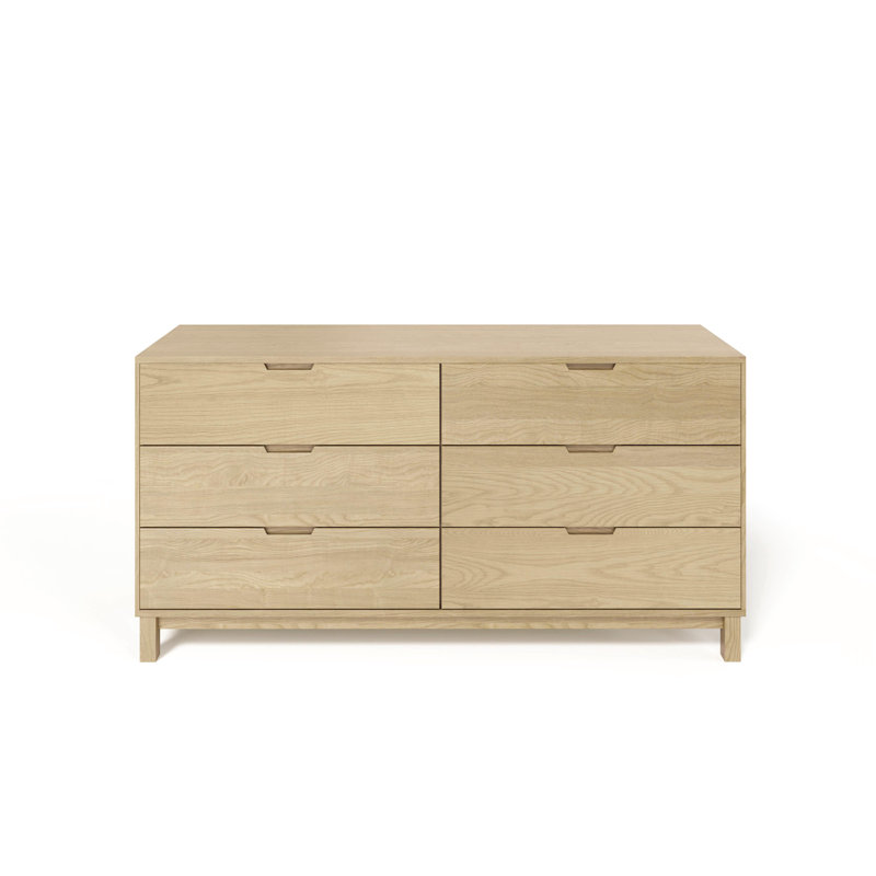 Commode double 6 tiroirs l 66,13 po Oslo, Chêne naturel