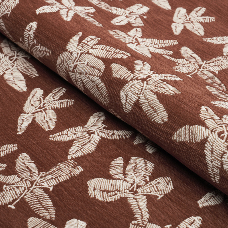 Schumacher x Caroline Z Hurley Hibiscus Fabric, Teak