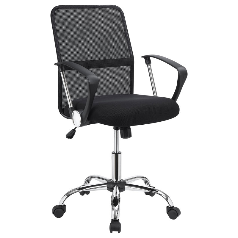 Chaise de bureau pivotante mâle et noire en chrome