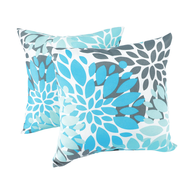 Ensemble de 2 coussins décoratifs d'extérieur imperméables et résistants à la décoloration de 18 po x 18 po pour le jardin, le porche et la piscine, bleu uni