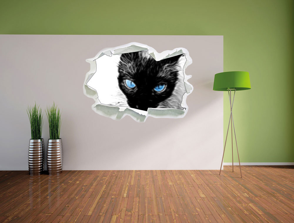 Wandtattoo Blaue Augen schwarze Katze New Art