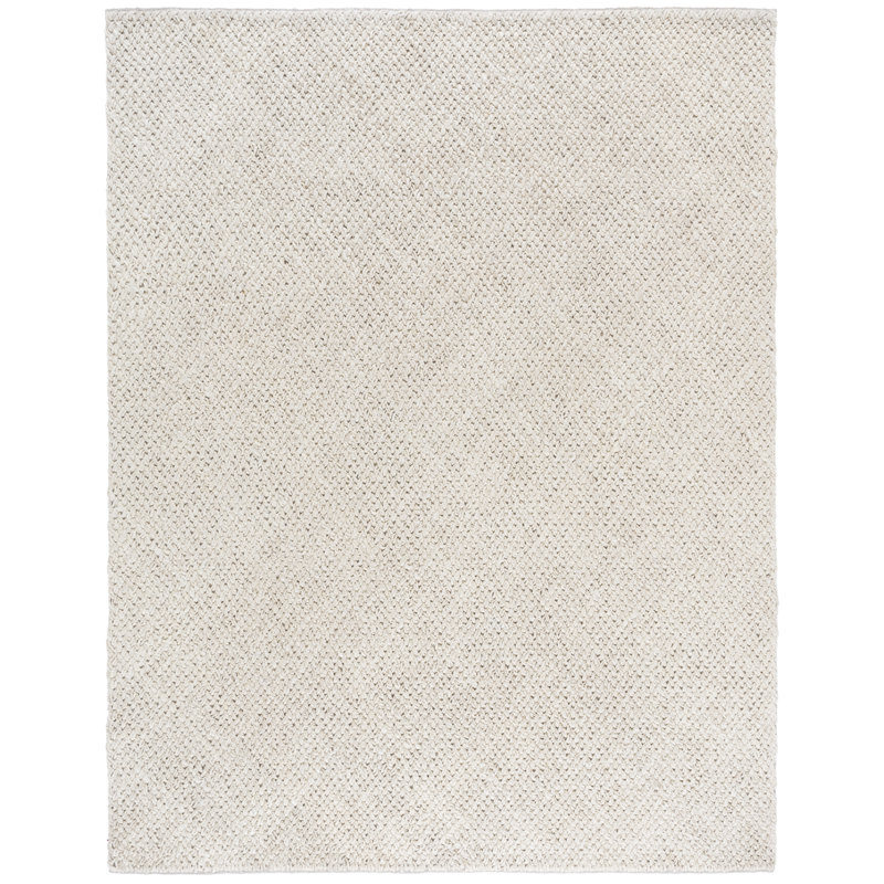 Jeyline Flatweave Jute & Cotton Solid Color Rug in Ivory/Bleach, Square 6'