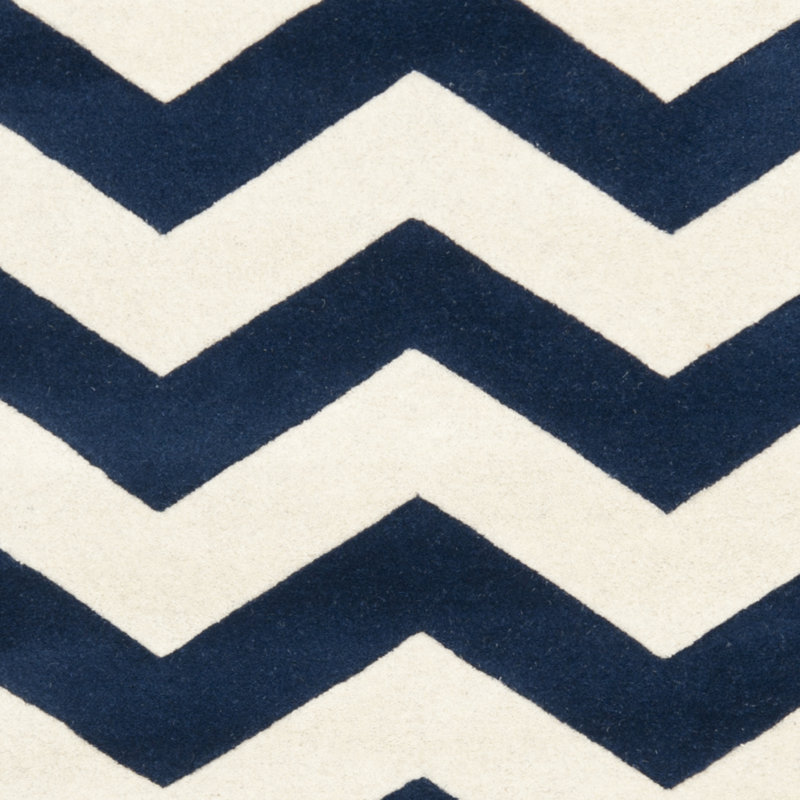 Terence Chevron Wool Hand Woven Area Rug, Rectangle 61 x 91 cm