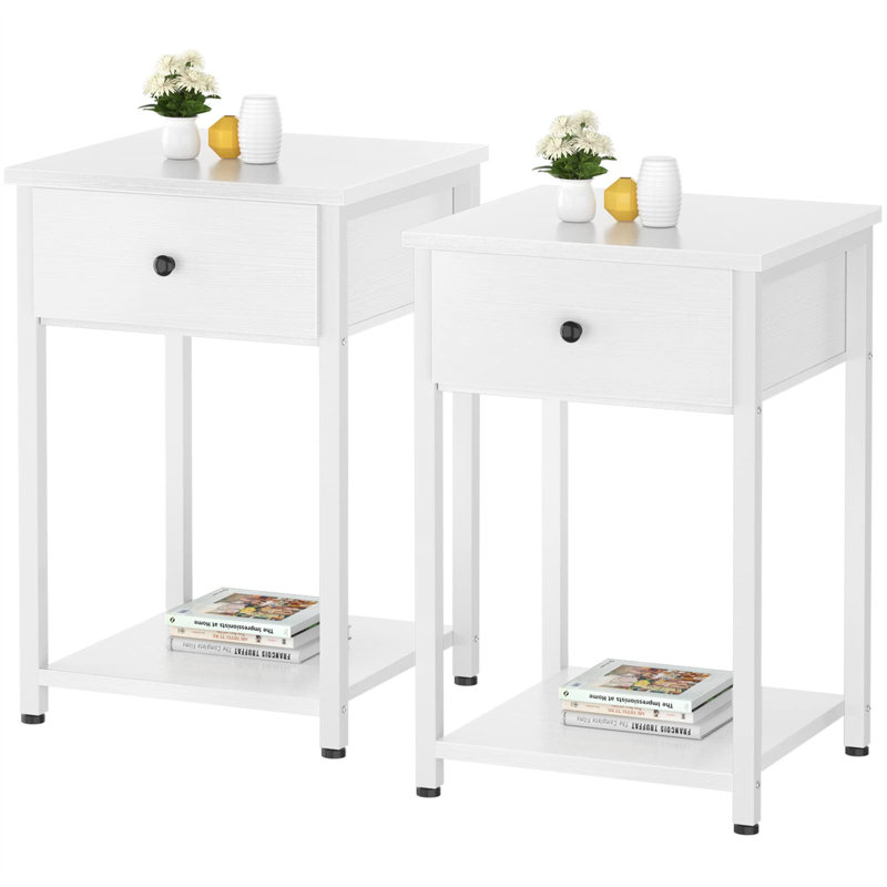 Jhalia End Table Set, White, White