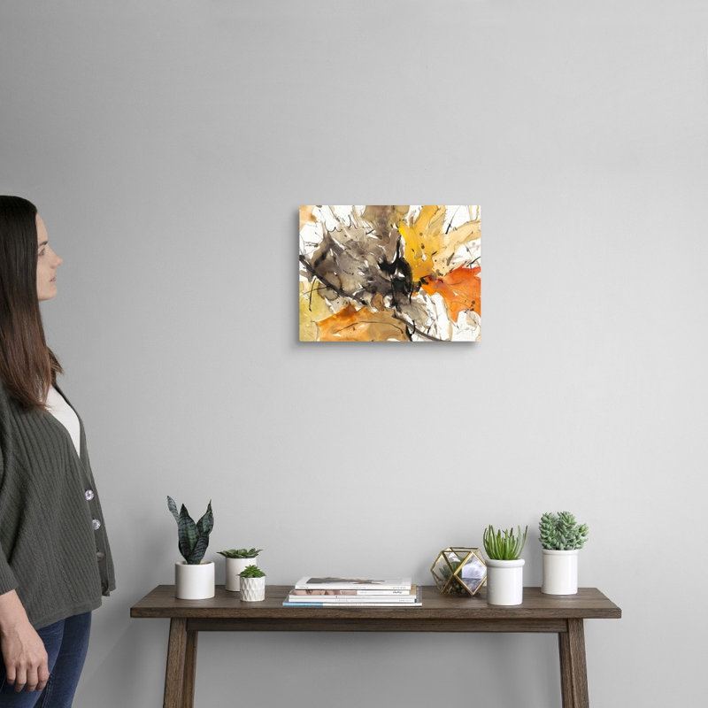 Aquarelle, feuilles d'automne II, art mural, H 12 po x l 16 po, Toile tendue