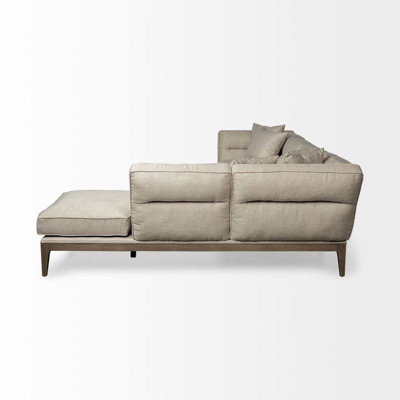 Cassandra Upholstered L-Shaped Sectional, Right Hand Facing, Beige