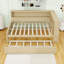 Lit de jour double en bois avec couchette, tablettes et lattes