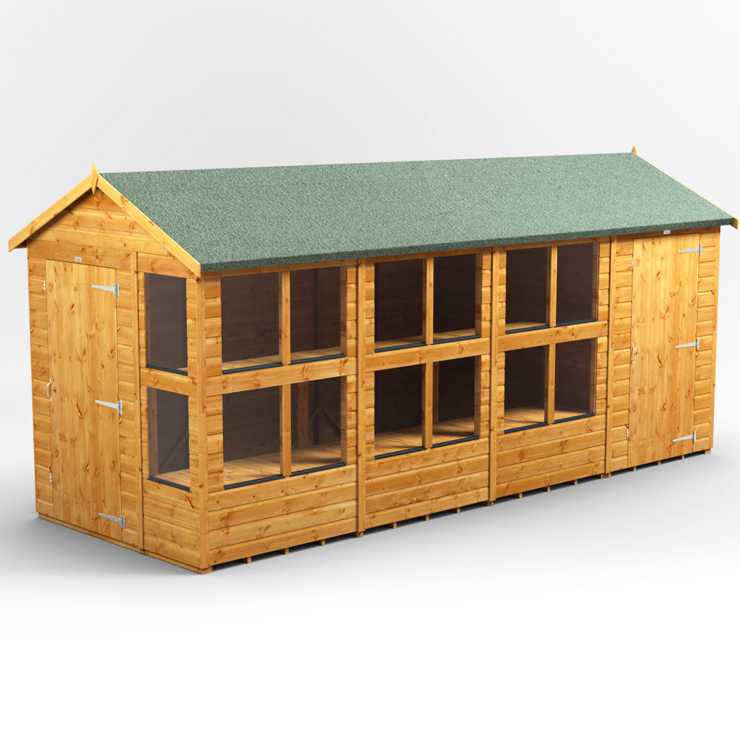 Powersheds 16 x 6ft Timber Tongue & Groove Apex Potting Shed Combi (includes 4ft Side Store)