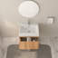 Meuble-lavabo mural de 24 po avec lavabo, armoire de salle de bain flottante murale avec finition en contreplaqué de bassin intégré, design minimaliste moderne pour salle de bain compacte, couleur acacia-154801708