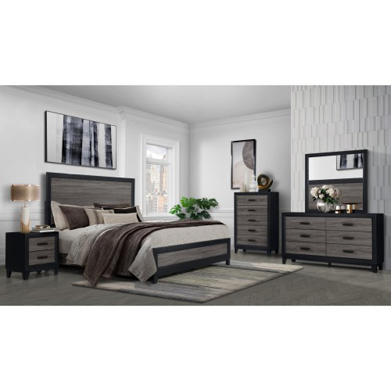 SOLUTO GREY AND BLACK BOOKCASE BED, Queen