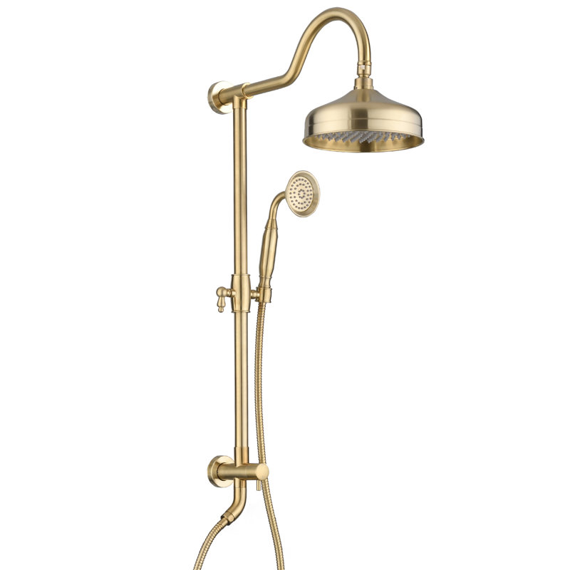 8" Rainfall & Handheld Shower - Construction In Gold Dual With Brushed Elegance, Brushed Gold