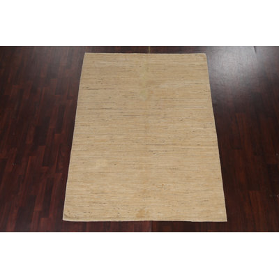 Tapis oriental en laine neutre Gabbeh Kashkoli noué à la main 6 x 8