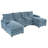 U-Shaped Chenille Sectional Sofa with Adjustable Armrest Pillows