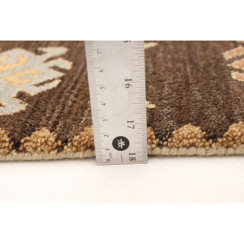 Tapis brun foncé en laine noué à la main Turlock
