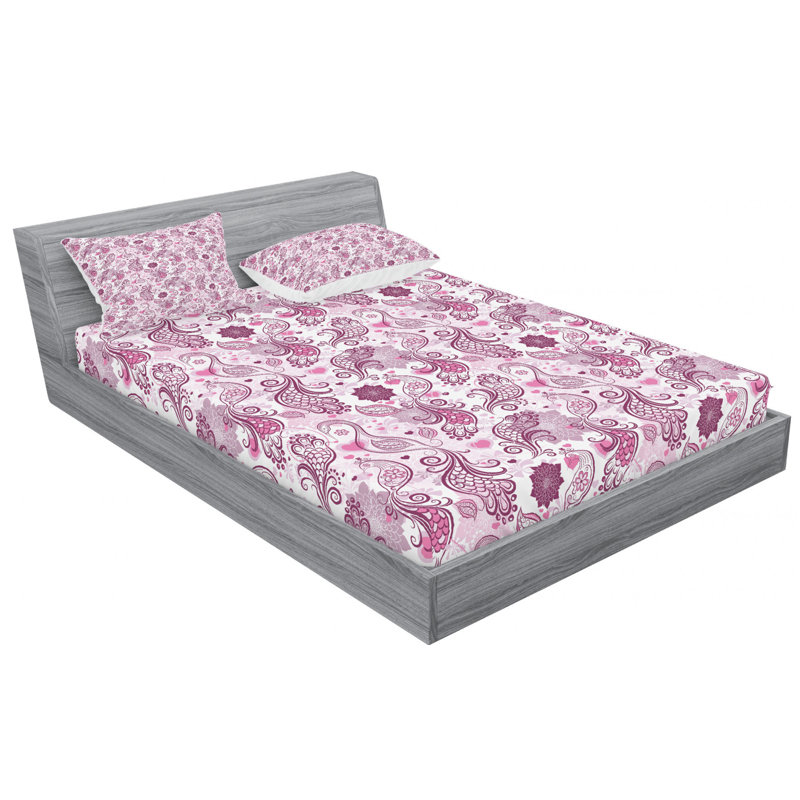 Microfiber Floral Sheet Set, Queen Sheet Set with Fitted Sheet