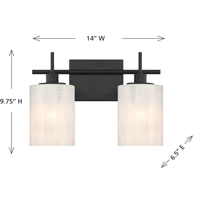 Omperkash 2-Light Bathroom Vanity Light in Matte Black, Matte Black