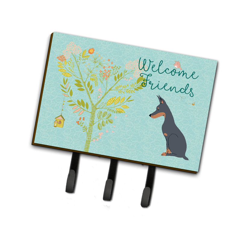 Metal Wall Organizer with Key Hooks, Doberman Pinscher