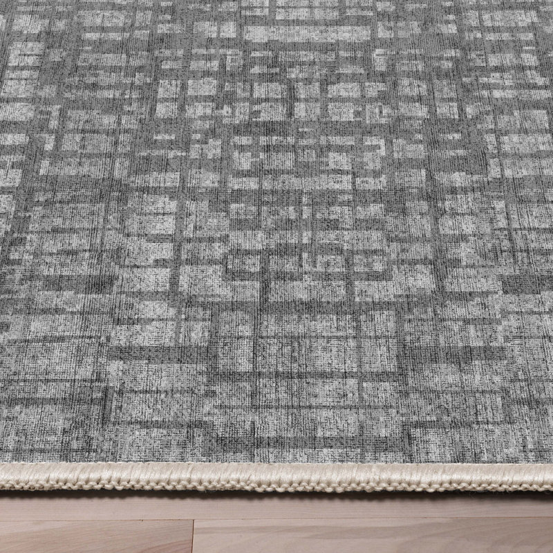 Tapis gris à motif géométrique moderne Nuzzo Nightscape, Rectangle 5 pi 3 po x 7 pi 3 po
