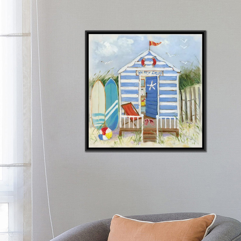 « happy days », reproduction sur toile, H 18 po x l 18 po x P 1,5 po, Toile avec cadre noir, Pas de tapis