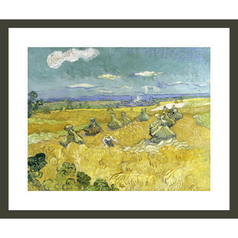 «Wheat Fields with Reaper Auvers» par Vincent van Gogh, impression giclée encadrée, H 23,5 po x l 28,1 po