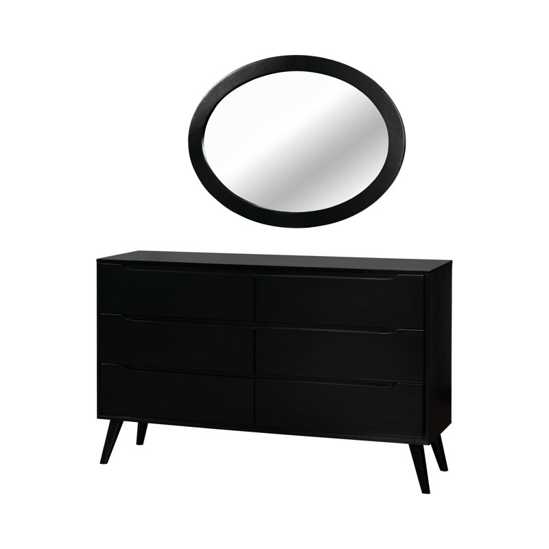 Commode l 6 po avec miroir ovale Stalter, Gris