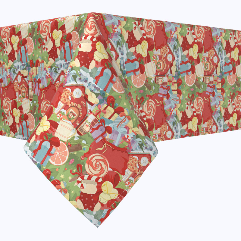 Geometric Christmas Tablecloth, 90" L x 90" W, Merry Christmas Wonderland