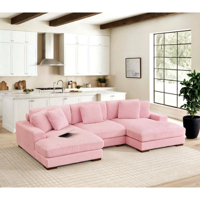 Grand canapé modulaire à double assise en velours côtelé Large Seating