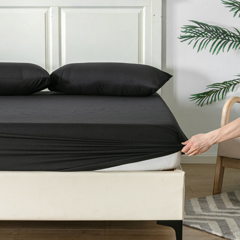 Extra Deep 25cm Bed Sheets Fitted Sheet 100% Poly Cotton, Single (3'), Black