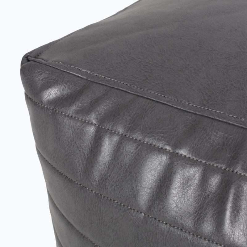 Faux Leather Pouf
