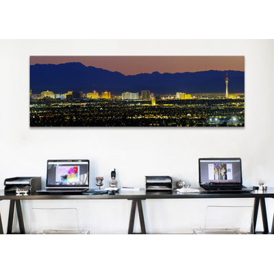 " Aerial View Of Buildings Lit Up At Dusk, Las Vegas, Nevada, USA " by Panoramic Images