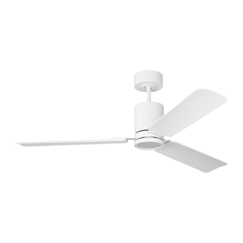 Ventilateur de plafond d'intérieur à DEL avec coupe-fil filetée Cleancut Smart 54 de Visual Comfort Fan, Blanc mat, Blanc mat