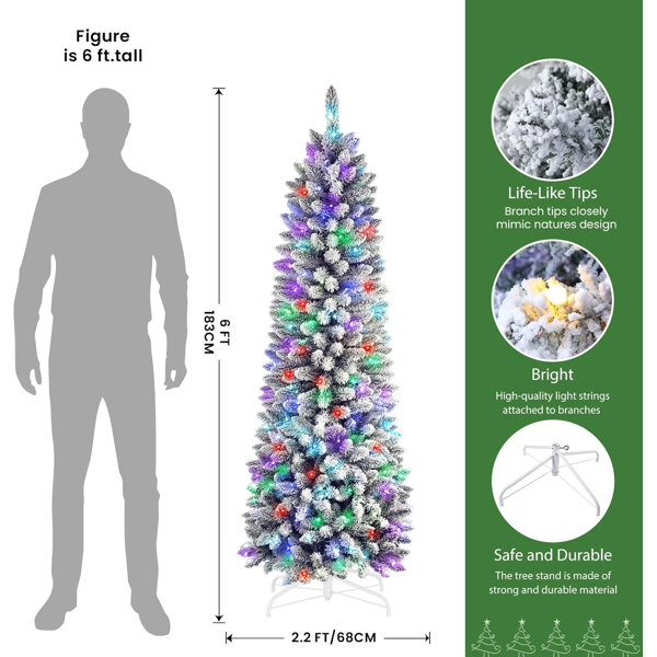 The Holiday Aisle® 6FT Pre-Lit Flocked Artificial Christmas Tree - 240 ...