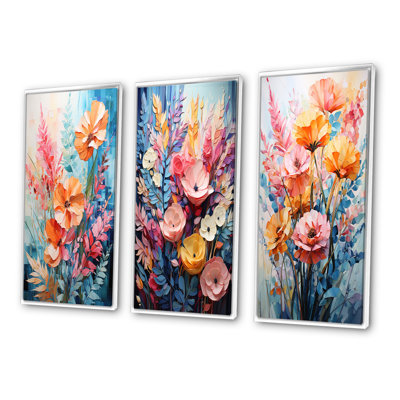 " Multicolored Ferns Collage VI " 3 - Pieces