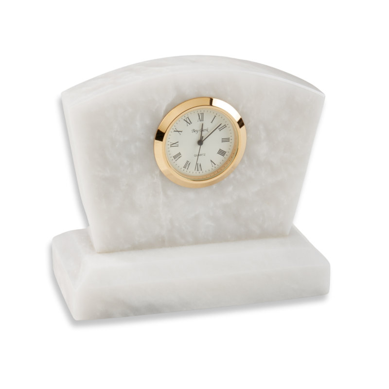 Horloge de table analogique à quartz, Blanc / doré