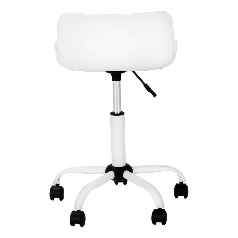 Chaise de bureau pivotante, chaise à hauteur réglable, chaise d'ordinateur à dossier bas avec base en métal, Blanc, Blanc