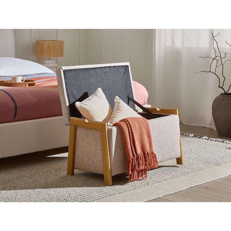 Taheem Fabric Upholstered Storage Bench, Beige