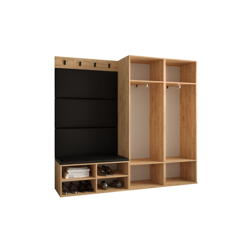 Jangro Hall Tree with Bench and Shoe Storage, Oak/Pink