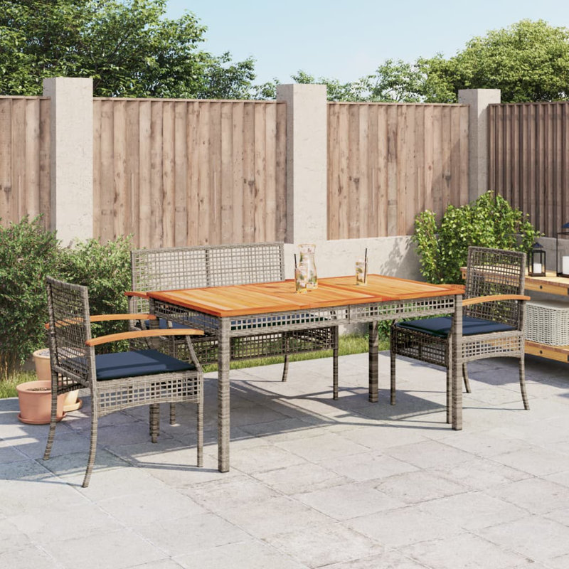 Ensemble de salle à manger de patio avec coussins 4 pièces Bayou Breeze, Bleu / gris