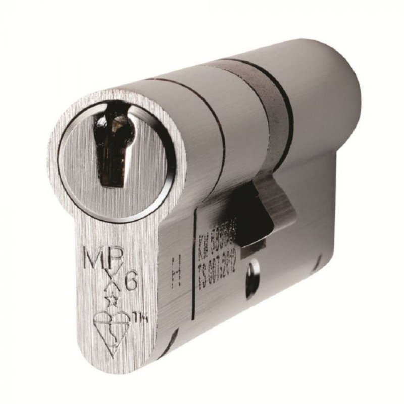 6 Pin - High Security - 80Mm Euro Double Cylinder, Satin Chrome, 3cm H x 2cm W x 8cm D