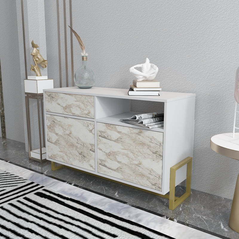 Nenzel 120cm Wide, White Marble Effect