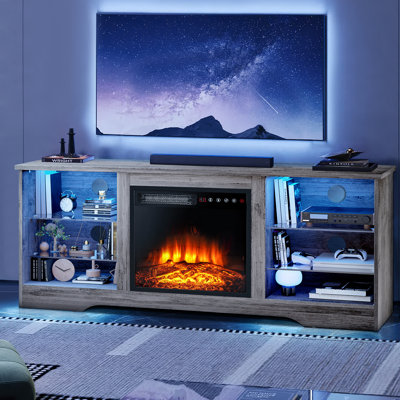 Alazik TV Stand for TVs up to 65" with Electric Fireplace Included