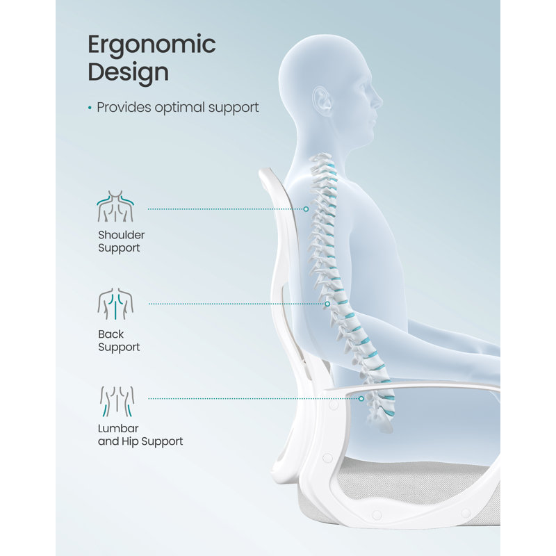 Ergonomic Office Chair with Lumbar Support, Swivel Mesh Desk Chair, 63.5 x 58.5 x 94.5-104.5 cm, Grey